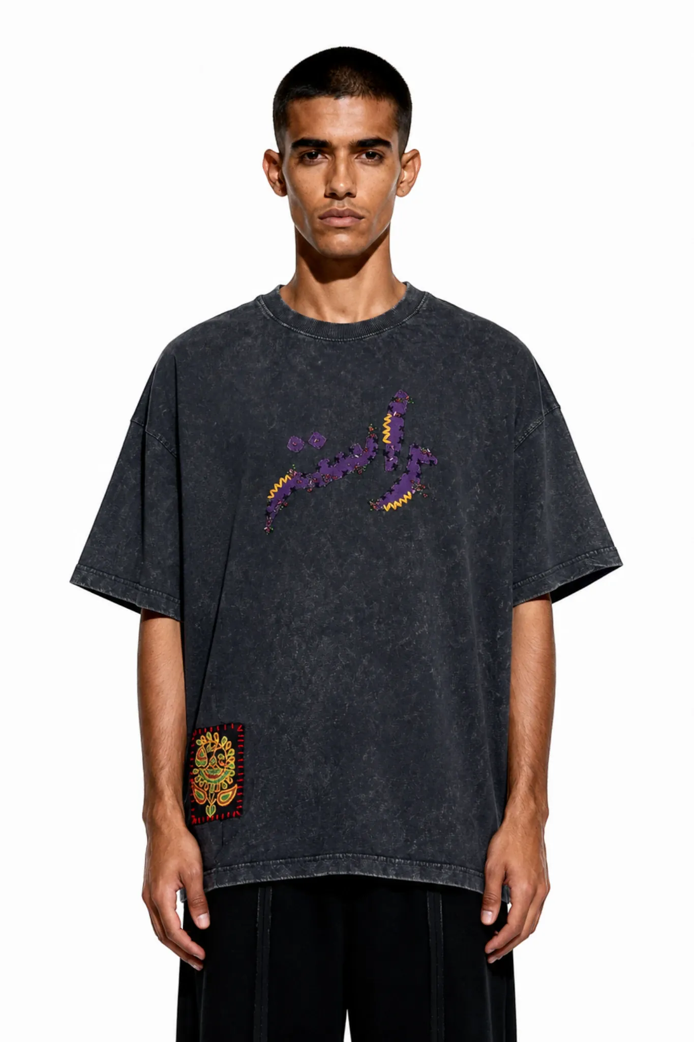 PATCHWORK HAND EMBELLISHED T-SHIRT - Image 2