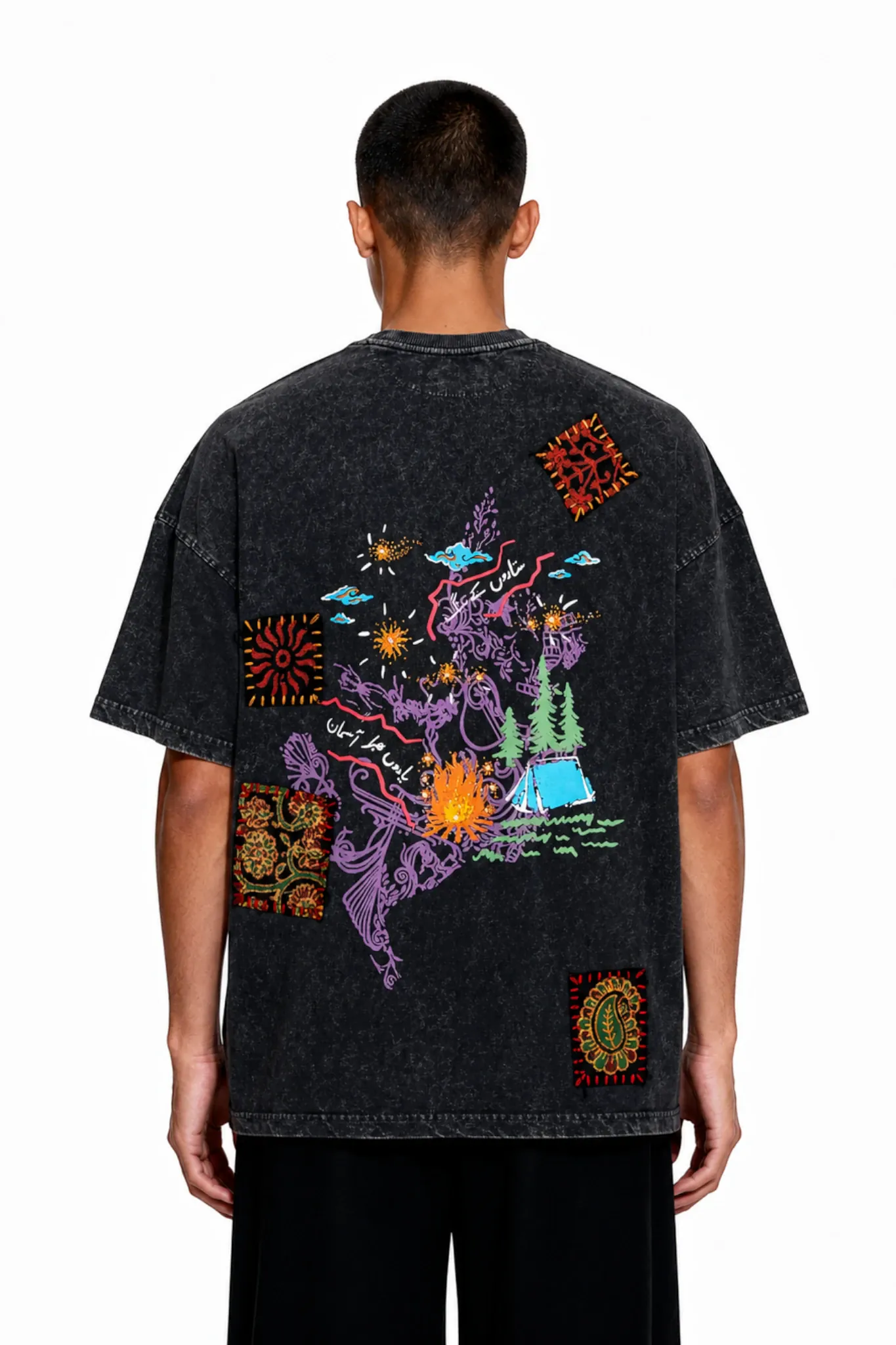 PATCHWORK HAND EMBELLISHED T-SHIRT - Image 3